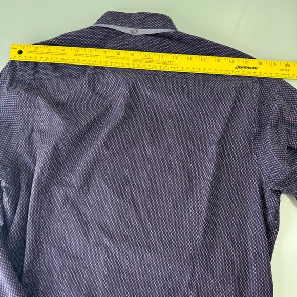 Ted Baker Mens Shirt Size 5 US XL Slim Fit Flip Cuff Blue Long Sleeve Navy Red - Picture 7 of 7